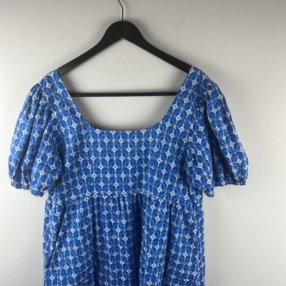 RHODE Dress Women's Eyelet Mini Pockets Embroidered Target Blue 1X Boho - Picture 8 of 8